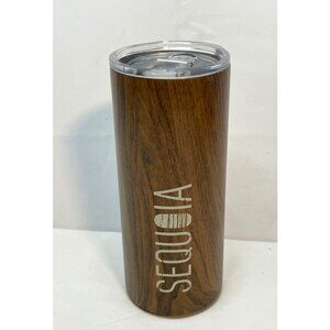 Sequoia tumbler mug cup 7" stainless steel wood grain brown